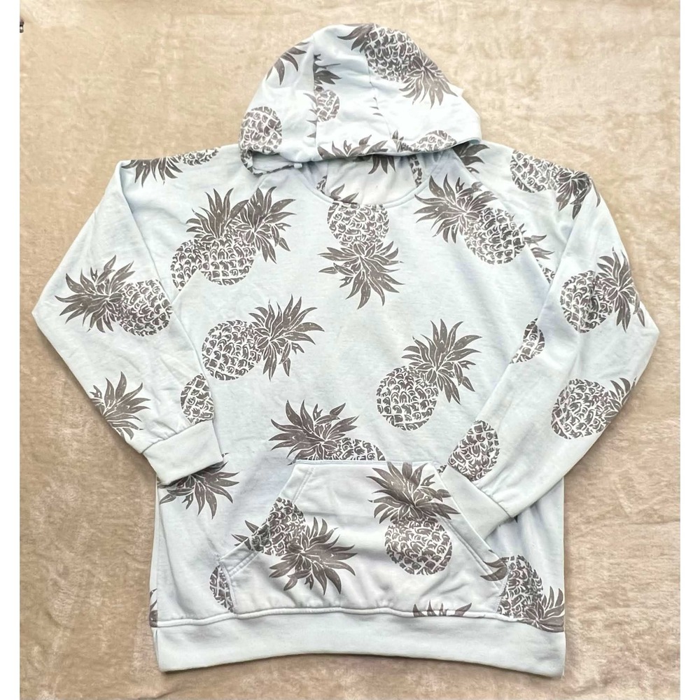 GUC Huntington BC Surf Team Pineapple Print Hoodie Light Blue HF9GXLBL Size XL